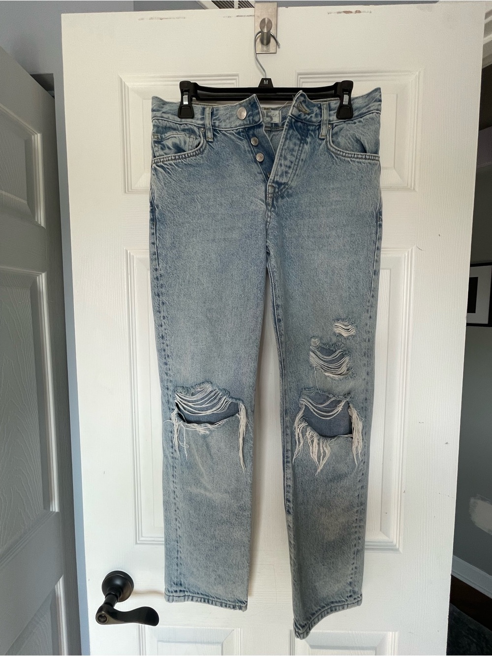 We The Free Light Blue Ripped Straight Leg Jeans